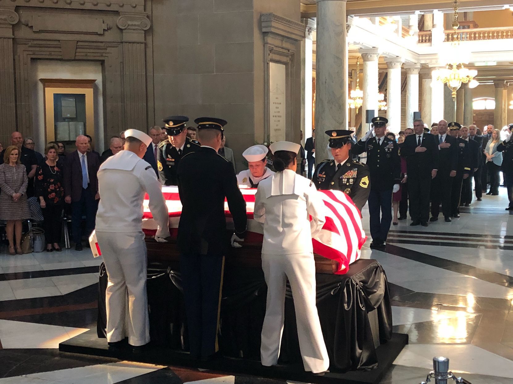 Hoosiers pay their final respects to Senator Lugar as he lie in state at the Indiana Statehouse